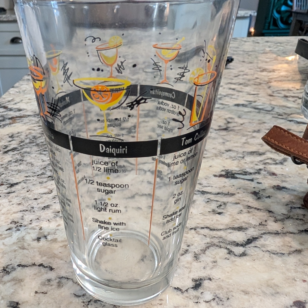 Cocktail Recipe Glass with Orange Accents